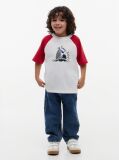 Rosu Tricou Cu Maneci Raglan Blocuri De Culoare Si Logo  Baieti