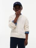 Beige Logo Appliqué Cable Knit Jumper  Boys