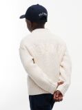 Beige Logo Appliqué Cable Knit Jumper  Boys