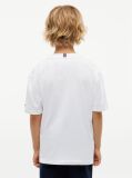 Alb T-Shirt Din Jerseu Cu Guler Rotund Si Logo  Baieti