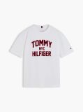 Alb T-Shirt Din Jerseu Cu Guler Rotund Si Logo  Baieti
