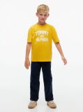 Galben T-Shirt Din Jerseu Cu Guler Rotund Si Logo  Baieti