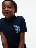 Blue Polo Pique Cu Croiala Regular Si Logo  Baieti