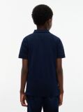 Blue Polo Pique Cu Croiala Regular Si Logo  Baieti