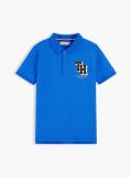 Blue Polo Pique Cu Croiala Regular Si Logo  Baieti