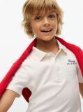 Alb Polo Cu Croiala Regular Si Logo  Baieti