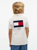 Alb Polo Cu Croiala Regular Si Logo  Baieti
