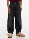 Black Relaxed Faded Barrel Black Jeans  Boys