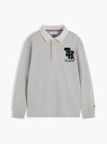 Gri Polo Rugby Varsity Din Jerseu Cu Logo Brodat  Baieti