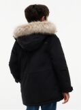 Negru Geaca Parka Cu Blana Artificiala Si Gluga  Baieti
