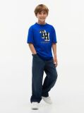 Blue T-Shirt Varsity Din Jerseu Cu Logo  Baieti