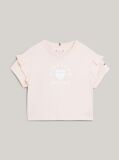 Roz Tricou Cu Maneci Cu Volane Si Emblema  Fete