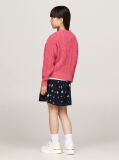 Rosu Pulover Chenille Relaxed Cu Tricot Perforat  Fete