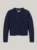 Blue Open Knit Chenille Boxy Cardigan  Girls