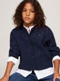 Blue Open Knit Chenille Boxy Cardigan  Girls