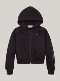 Black Embroidery Logo Zip-Thru Hoody  Girls