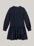Blue Rochie Anglaise Cu Broderie Hilfiger Monotype   Fete