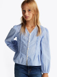 Blue Bluza Plisata Cu Dungi  Fete