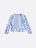 Blue Bluza Plisata Cu Dungi  Fete