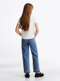 Alb Tricou Cu Guler Rotund Si Logo  Fete