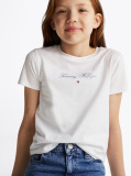 Alb Tricou Cu Guler Rotund Si Logo  Fete