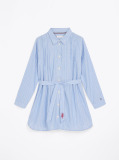 Blue Rochie Tip Camasa Cu Dungi  Fete
