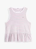Multi Top Fara Maneci Cu Peplum Si Dungi  Fete