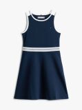 Blue Rochie Fara Maneci Cu Guler Rotund Si Croiala Tip Skater  Fete