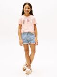 Roz Tricou Cu Guler Rotund Si Logo Varsity  Fete