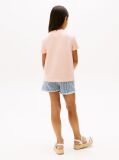 Roz Tricou Cu Guler Rotund Si Logo Varsity  Fete