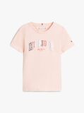 Roz Tricou Cu Guler Rotund Si Logo Varsity  Fete