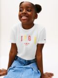 Alb Tricou Cu Guler Rotund Si Logo Varsity  Fete