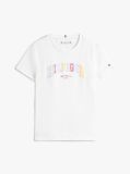 Alb Tricou Cu Guler Rotund Si Logo Varsity  Fete
