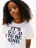 Alb Tricou Relaxat Cu Imprimeu Grafic  Fete