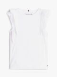 Alb Top Slim Cu Maneci Din Broderie Englezeasca  Fete