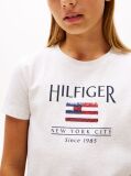 Alb Rochie Tip Tricou Cu Steagul Hilfiger Din Paiete  Fete