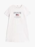 Alb Rochie Tip Tricou Cu Steagul Hilfiger Din Paiete  Fete
