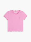 Pink Essential Extra Slim Ribbed Short Sleeve Top  Girls