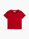 Red Essential Extra Slim Ribbed Short Sleeve Top  Girls