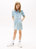 Blue Rochie Din Denim Cu Maneci Bufante  Fete