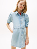 Blue Rochie Din Denim Cu Maneci Bufante  Fete
