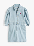 Blue Rochie Din Denim Cu Maneci Bufante  Fete