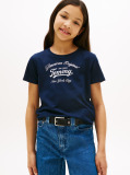 Blue Tricou Slim Cu Logo Metalic  Fete