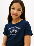Blue Tricou Slim Cu Logo Metalic  Fete