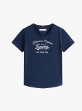 Blue Tricou Slim Cu Logo Metalic  Fete
