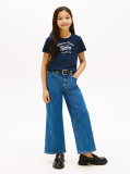 Blue Tricou Slim Cu Logo Metalic  Fete