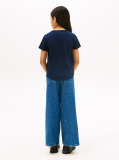 Blue Tricou Slim Cu Logo Metalic  Fete