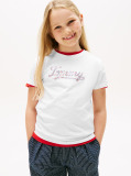 Alb Tricou Cu Maneca Scurta Si Tommy Script Cu Paiete  Fete