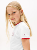 Alb Tricou Cu Maneca Scurta Si Tommy Script Cu Paiete  Fete