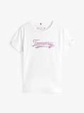 Alb Tricou Cu Maneca Scurta Si Tommy Script Cu Paiete  Fete